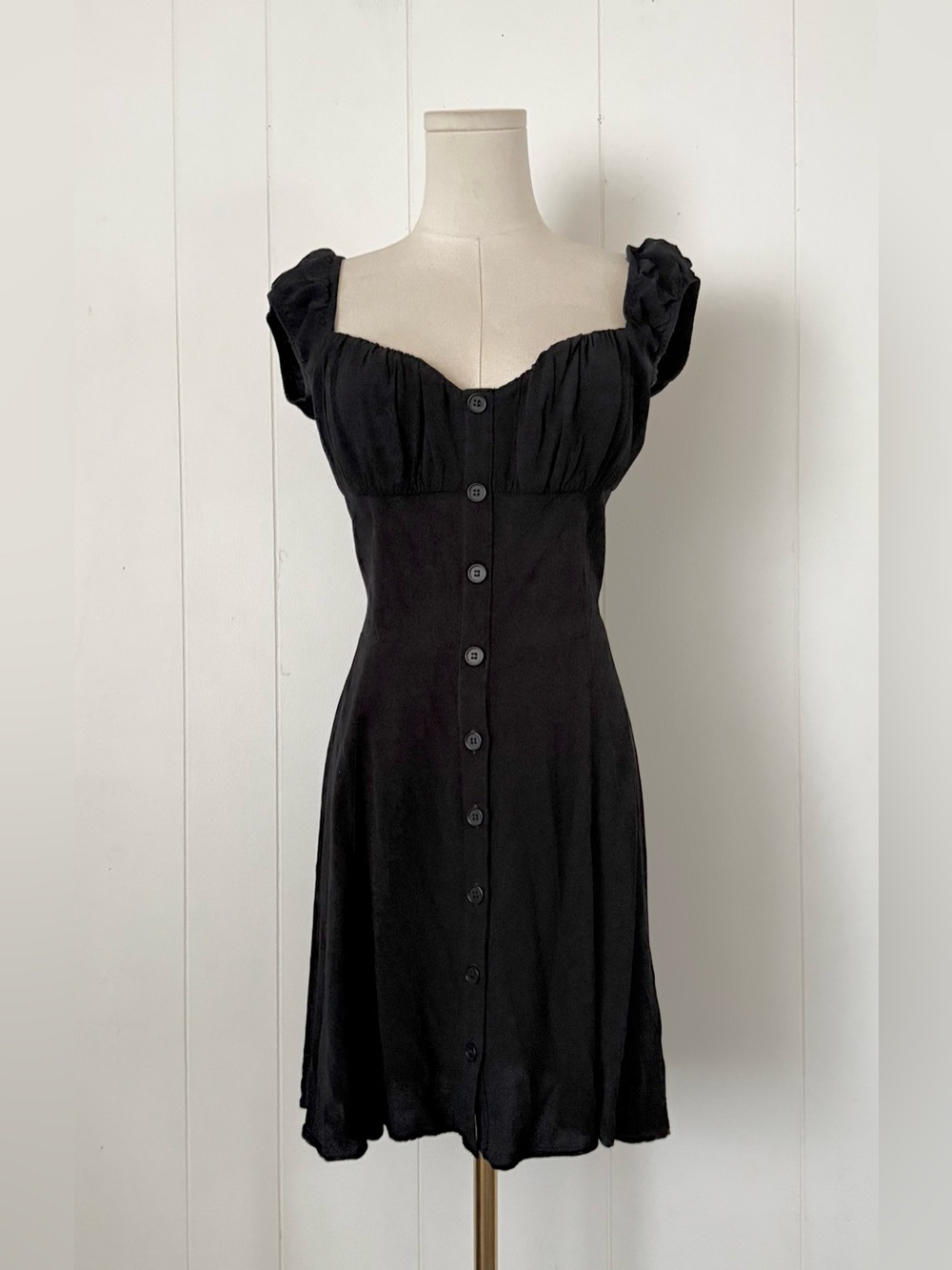 Reformation Isolde Mini Skater Dress Size 6 Black - Picture 4 of 9